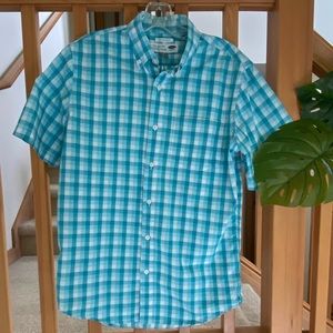 Old Navy Mens Buttonfront Turquoise Plaid Shirt S